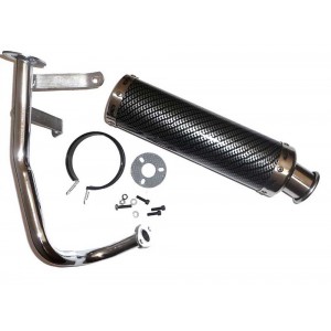 Auspuh GY6 50cc 88x300mm karbonski sa hromiranom cevi    Auspuh GY6 50cc 88x300mm karbonski sa hromiranom cevi